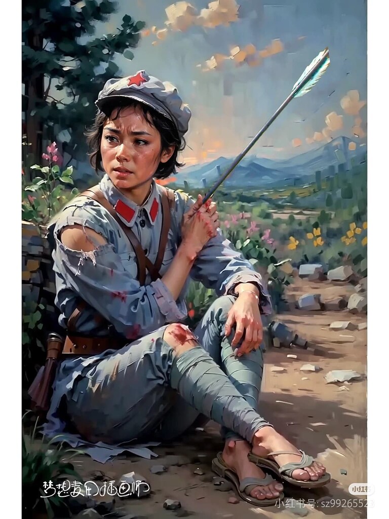 女红军 -《借道闯绝境》 - AI女烈作品展示与讨论 - 红霞万朵