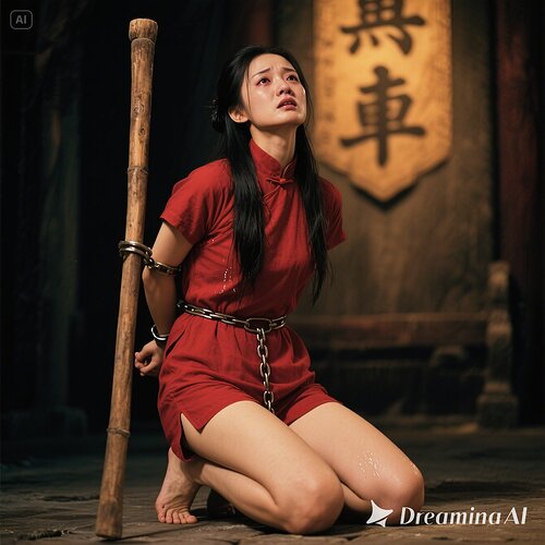 dreamina-2025-07-31-6535-生成一幅写实摄影图片(古装电视剧效果):衙门的公堂上,窦娥,女主角,30岁, 但...