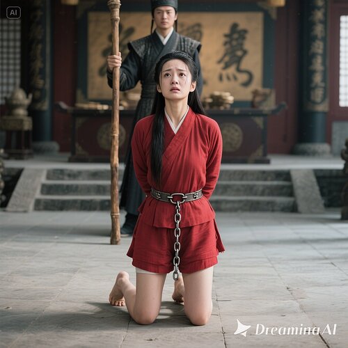 dreamina-2025-07-31-5300-生成一幅写实摄影图片(古装电视剧效果):衙门的公堂上,窦娥,女主角,30岁, 但...