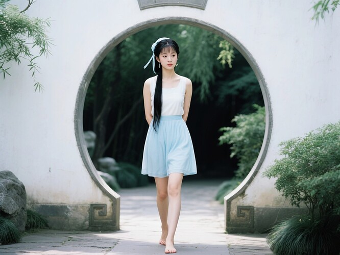 dreamina-2025-11-05-4368-生成一副清晰写实的电影剧照照片:正面从头到脚全身像:美女林黛玉,皮肤极为白嫩,长...