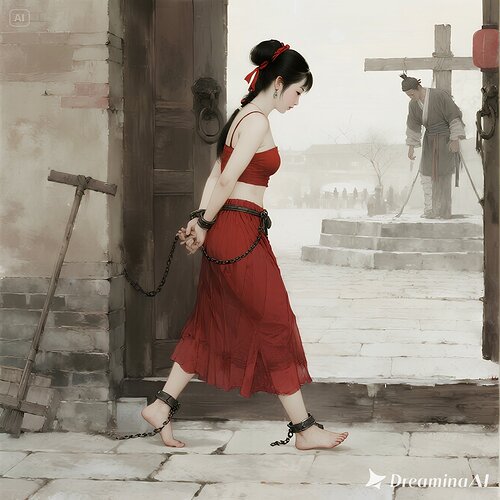 dreamina-2025-12-13-8661-生成一幅细腻清晰的写实摄影图片:古代美丽的寡妇窦娥31岁,但是依然面容秀丽,瓜子...