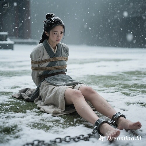 dreamina-2025-07-31-9751-生成一幅写实摄影图片(古装电视剧效果):法场上,天上忽然下大雪, 大雪盖住窦娥的...