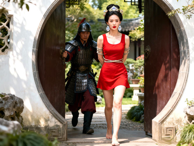 dreamina-2025-11-05-4108-生成一副清晰写实的照片:正面全身(从头到脚)像:美人风姐,皮肤白皙,黑发束成讲究...