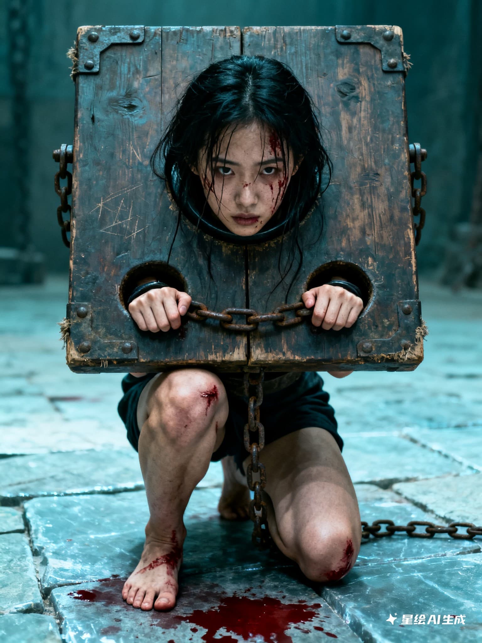 终于生成木枷锁了 - AI女烈作品展示与讨论 - 红霞万朵
